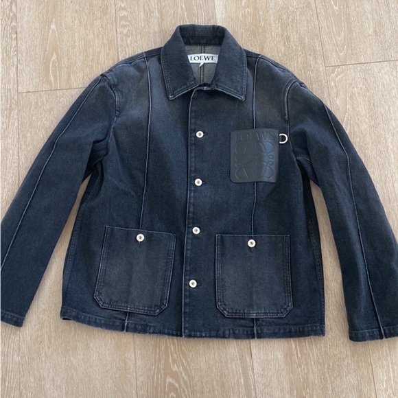 LOEWE ANAGRAM WORKWEAR JACKET, washed black denim, size 46, NWT - Picture 13 of 14